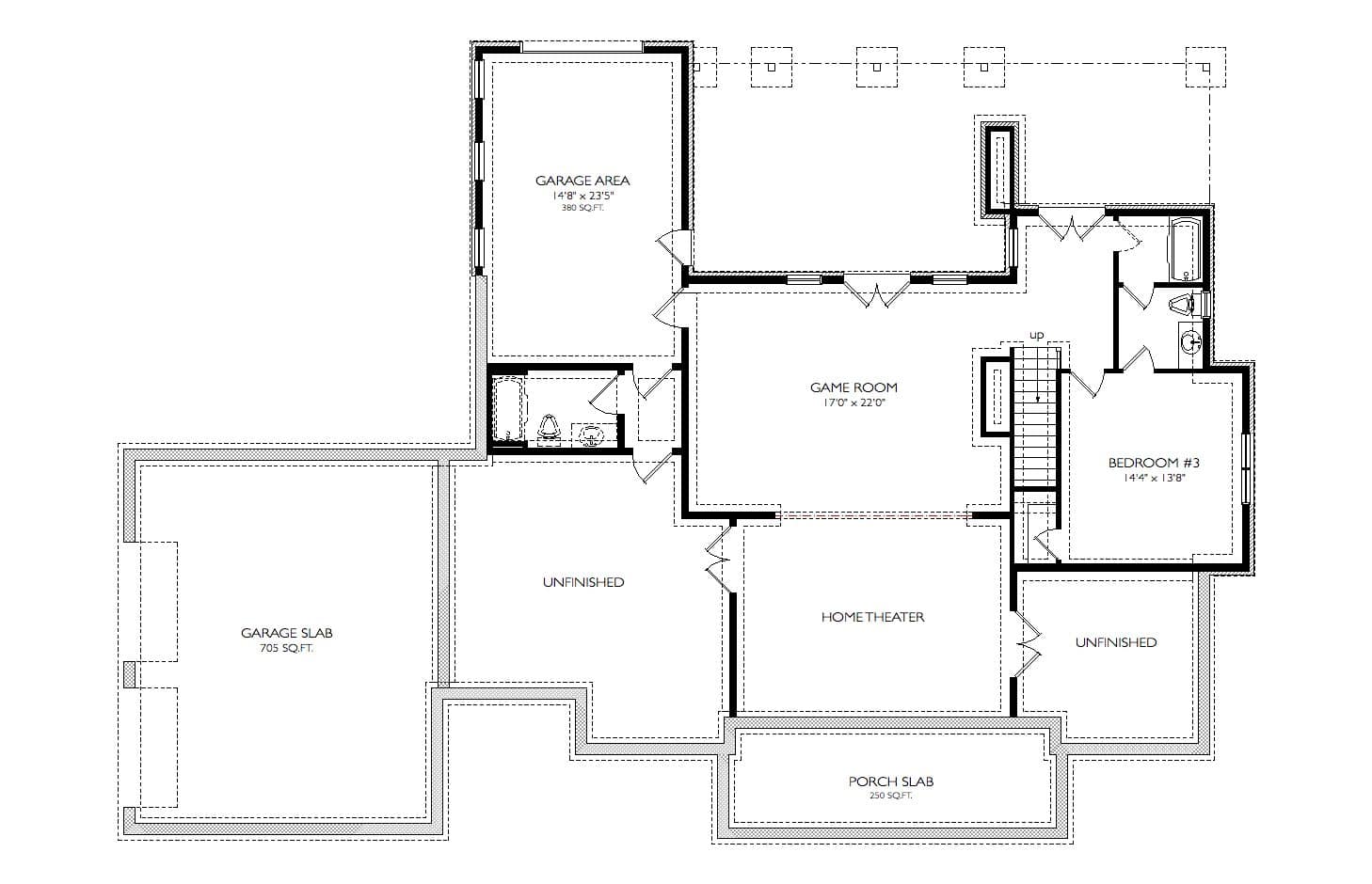 Basement of Ranch Plan #225-1107