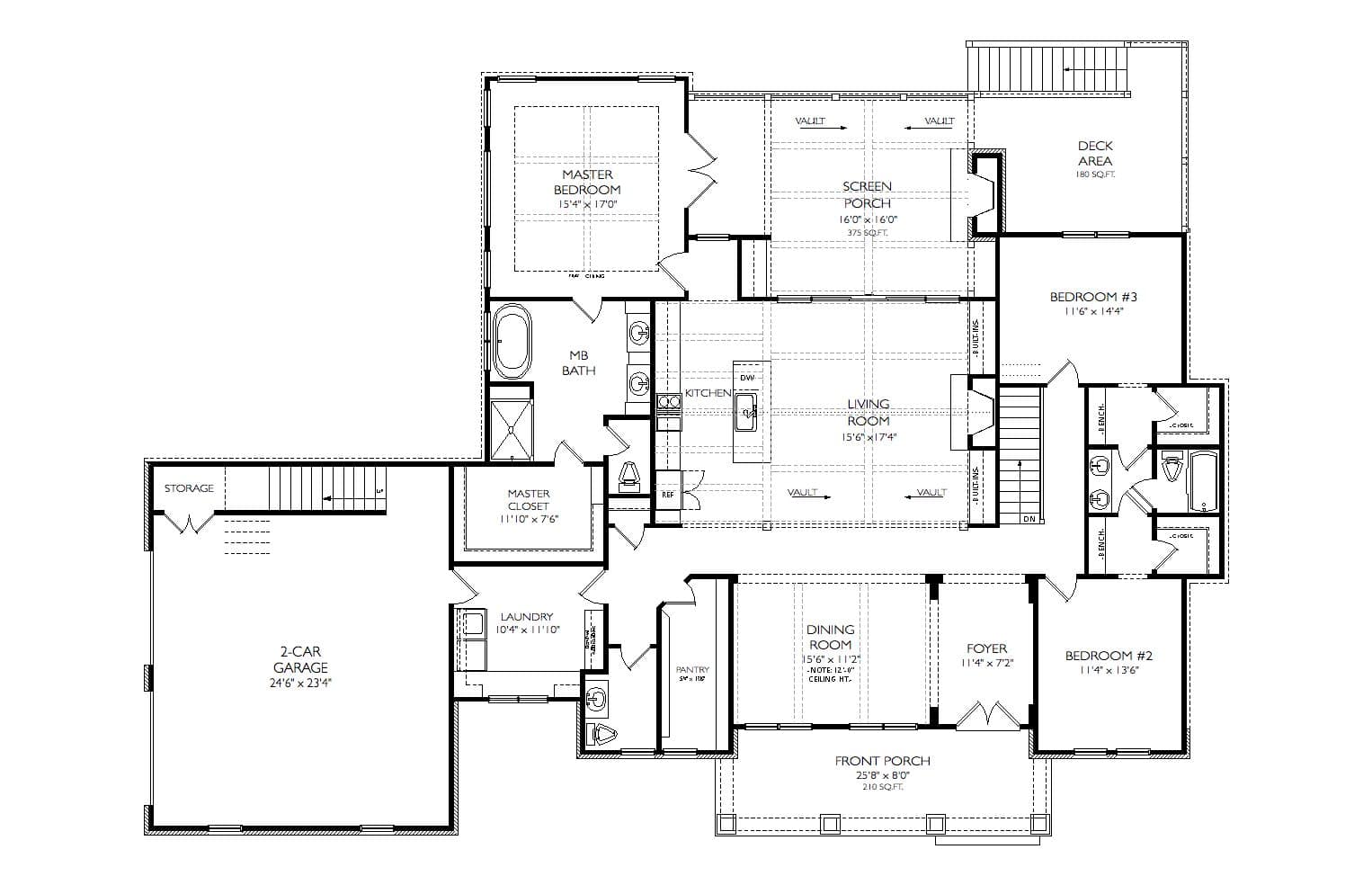Main Level of Ranch Plan #225-1107