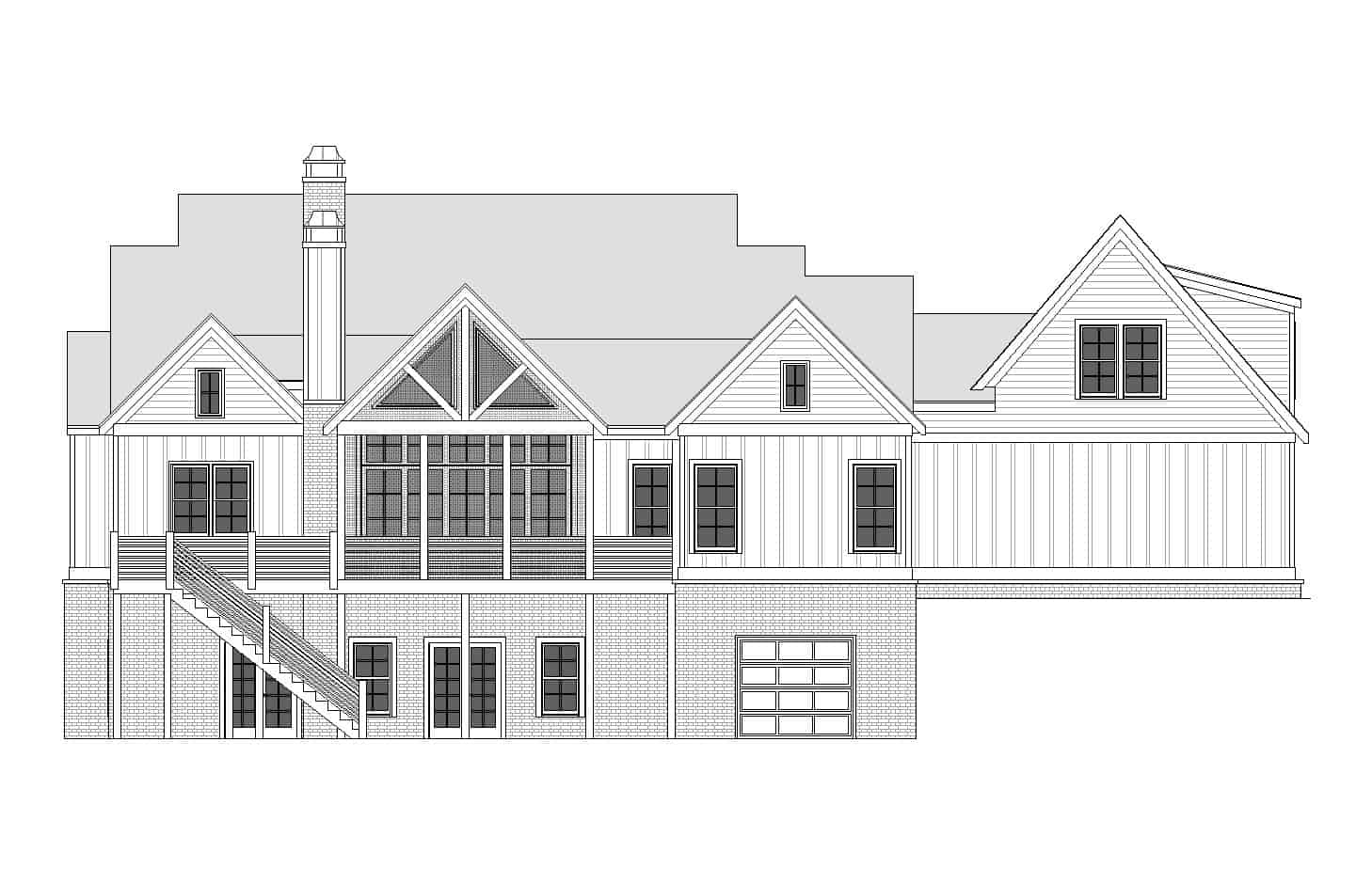 Home Plan Rear Elevation of this 3-Bedroom,2365 Sq Ft Plan -225-1107