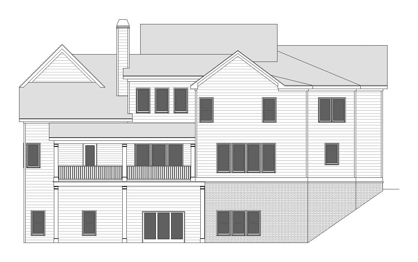 Home Plan Rear Elevation of this 5-Bedroom,4380 Sq Ft Plan -225-1108