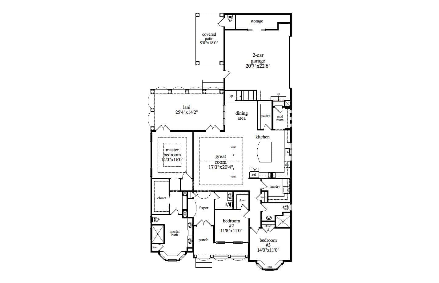 Main Level of French Plan #225-1114