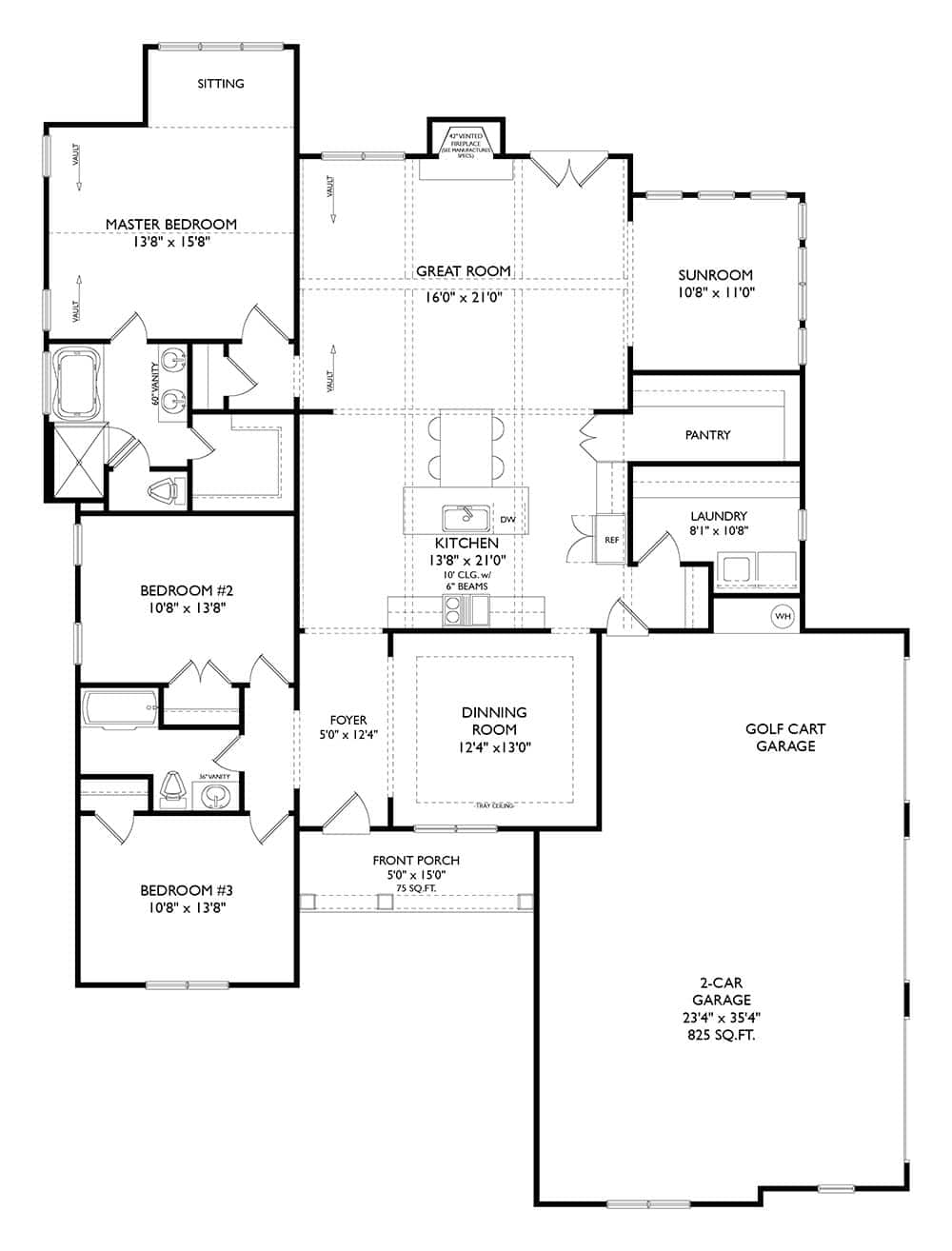 Main Level of Modern Farmhouse Plan #225-1116