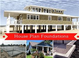 Montage of 4 photographs illustrating article on house foundations
