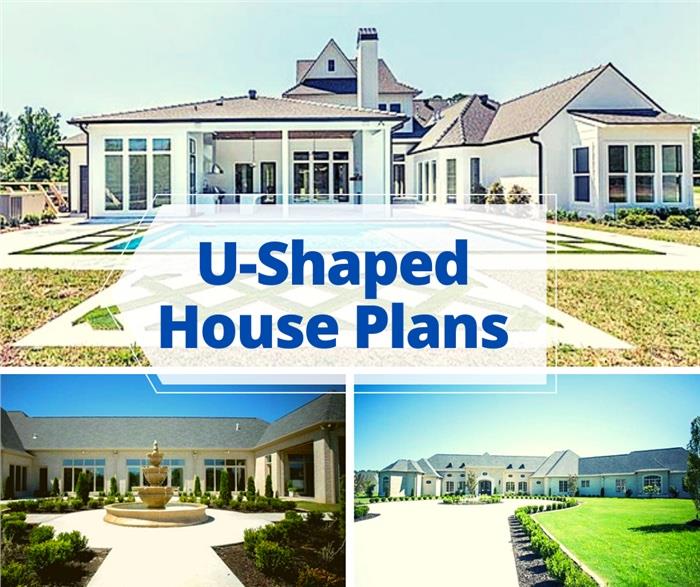 Three residential exteriors illustrating article about U-shaped house design