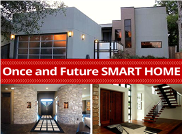 3 photos of modern home interiors and exterior to illustrate article on Smart Home Technology