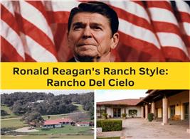 Composite of two photos illustrating article on Ronald Reagan's home, Rancho del Cielo
