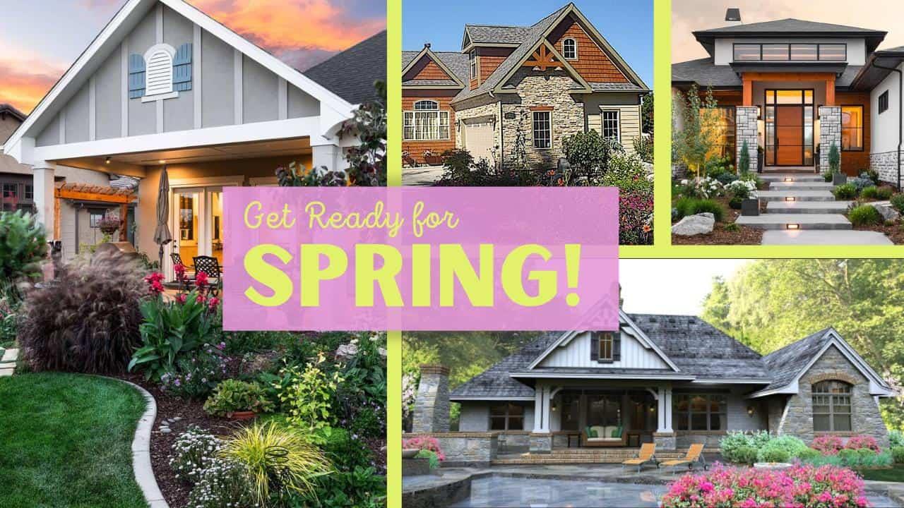 Homes at spring time with flowers