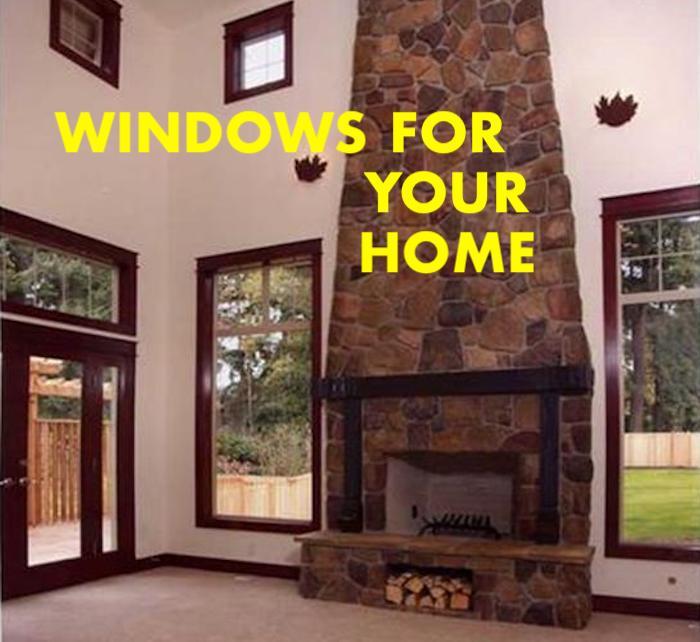 Living room with fireplace and windows to illustrate article about home windows 