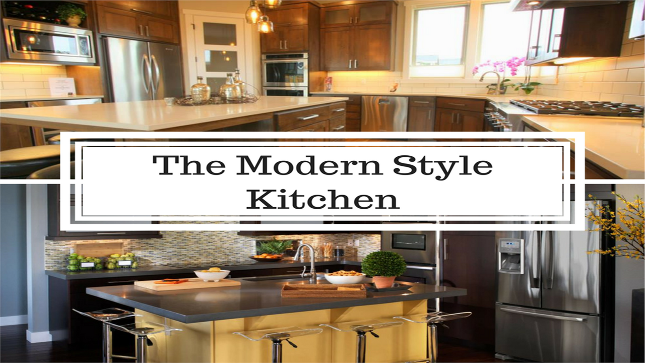 Montage of 2 photographs illustrating article on modern style kitchens