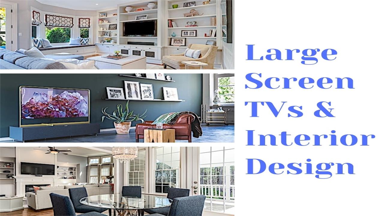 Montage of 3 photos illustrating article on designing a room with a large-screen TV
