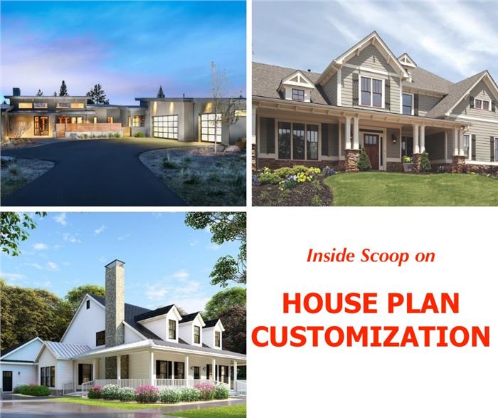 3 house photos illustrating article on home plan customization