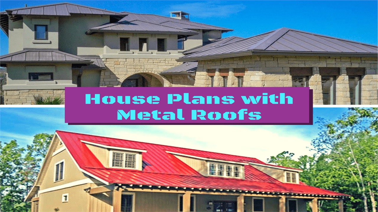 Montage of 2 photographs illustrating article on residential metal roofs