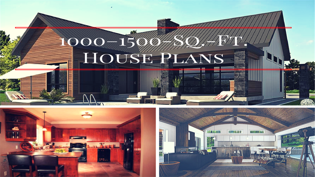 Montage of 3 photos illustrating article on house Plans that are 1000–1500 sq. ft. in size