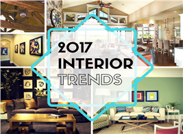 Montage of 4 photographs illustrating 2017 interior home design trends