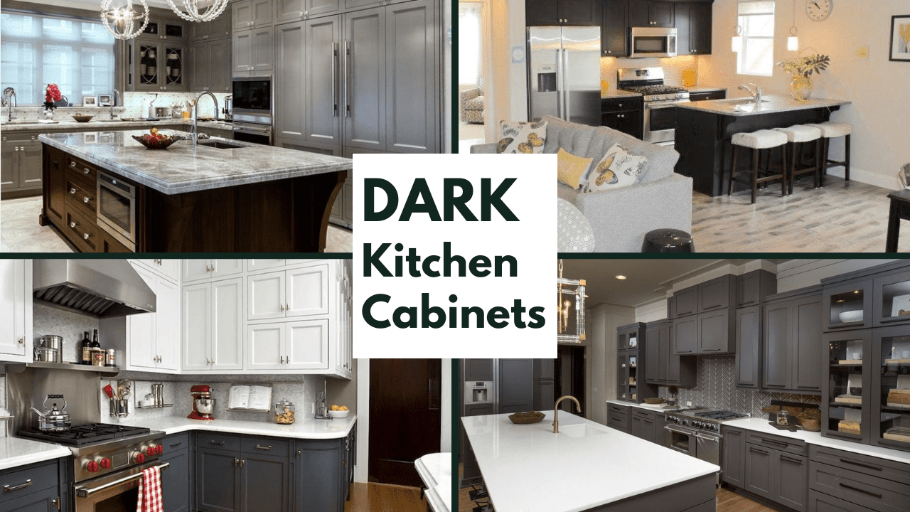 Kitchen with black kitchen cabinets illustrating article on trending dark cabinets in the kitchen