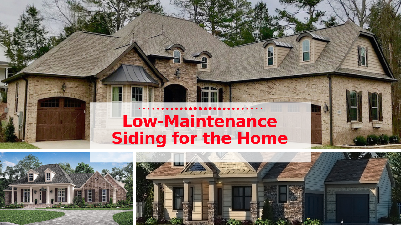 Montage of 3 photographs illustrating article on low-maintenance house exteriors