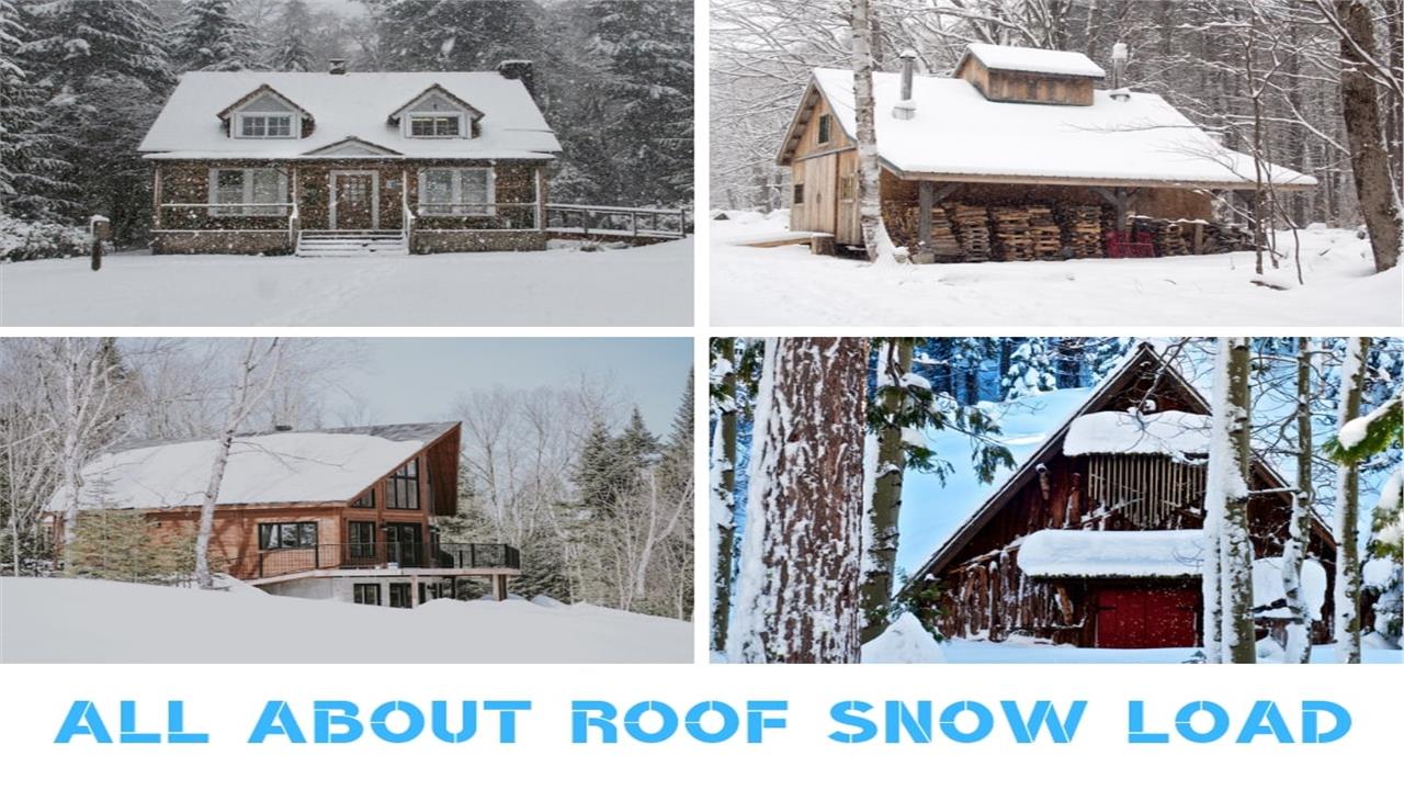 Montage of 3 images illustrating roof snow loads