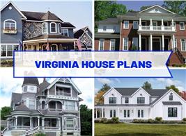 Four houses of different style illustrating article about Virginia house plans