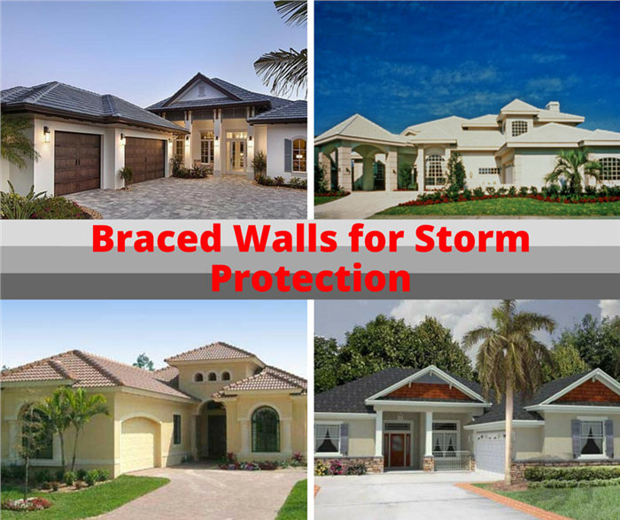 Montage of 4 photos illustrating homes in wind-prone areas
