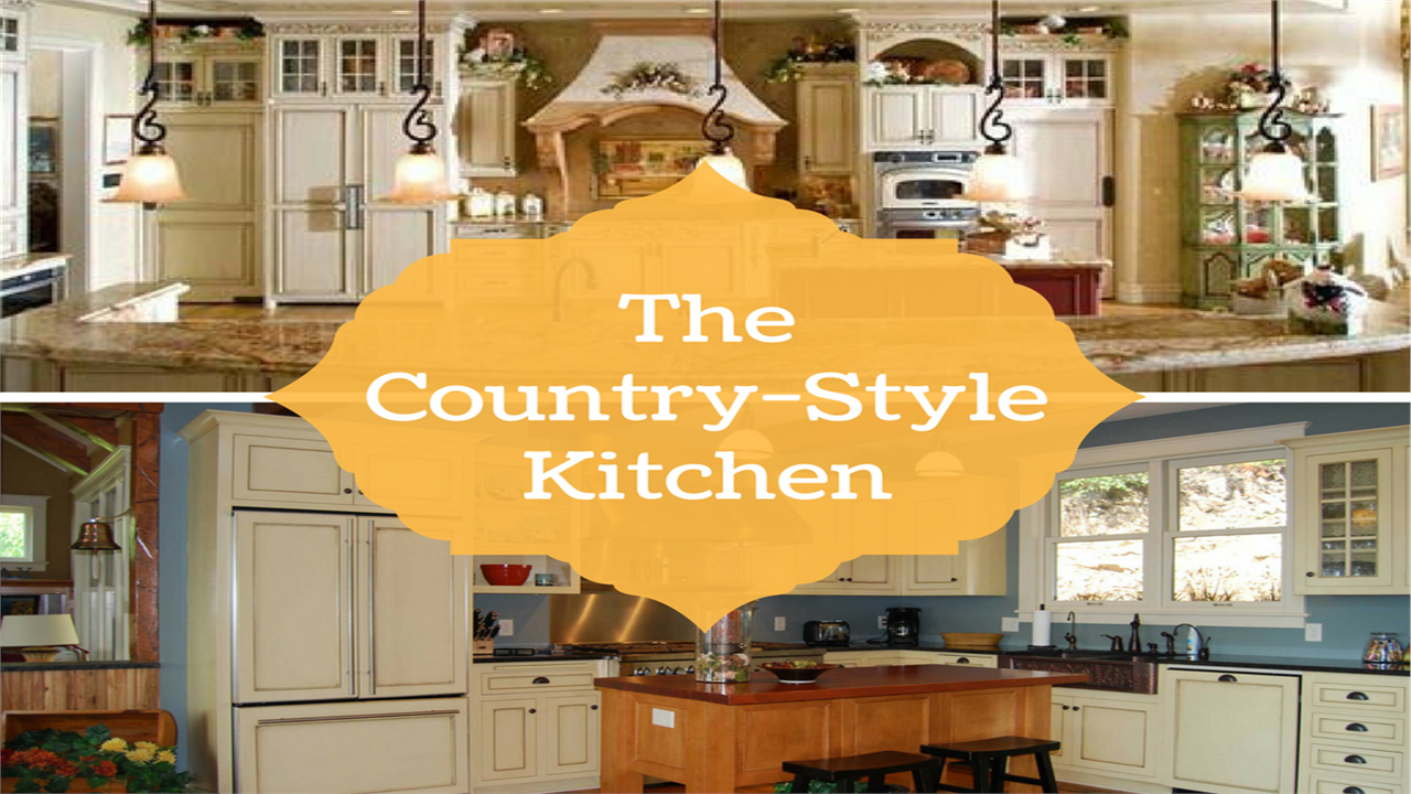 Montage of 2 photographs illustrating article on Country style kitchens