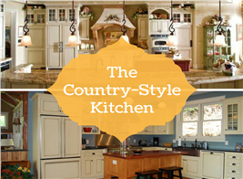 Montage of 2 photographs illustrating article on Country style kitchens