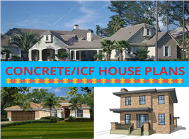 Photo collection of houses illustrating concrete / ICF house plans from The Plan Collection.