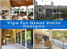 Patio ideas shown in a collage of 4 photos