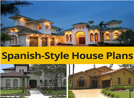 Selected examples of Spanish-style house plans highlighting their Mediterranean features from The Plan Collection.