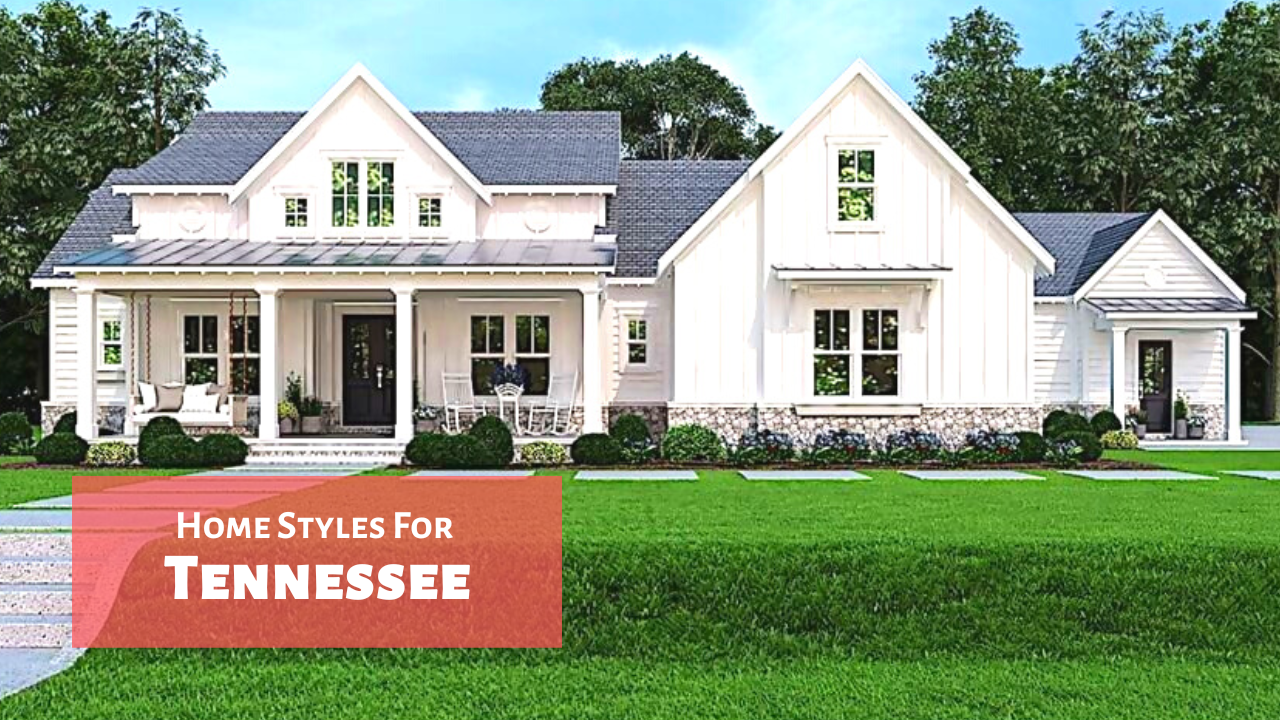 Transitional Farmhouse style home illustrating article about Tennessee House Plans
