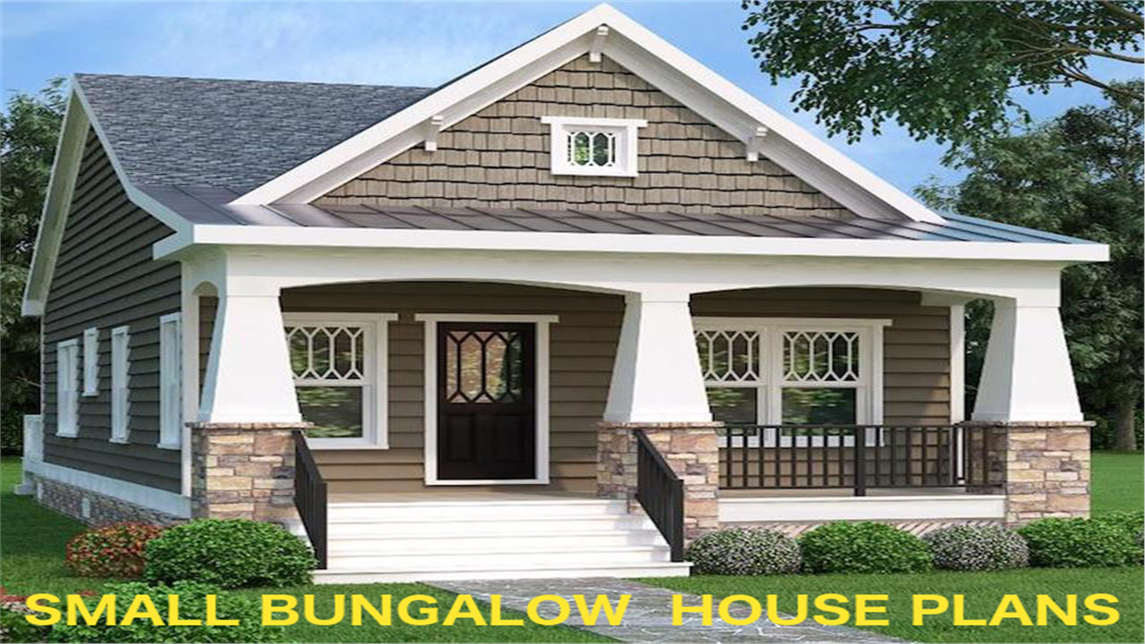 Small bungalow home (under 1000 square feet) with Craftsman detailing from The Plan Collection.