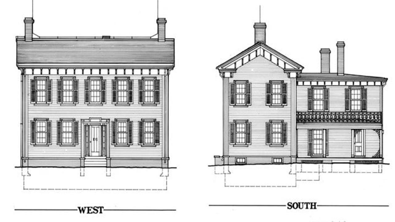 Plans for Lincoln's Greek Revival with Italianate details home in Springfield, Illinois