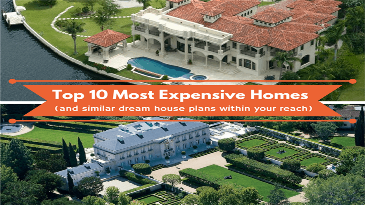 Montage of 2 photographs illustrating an article on the 10 most expensive homes in the world