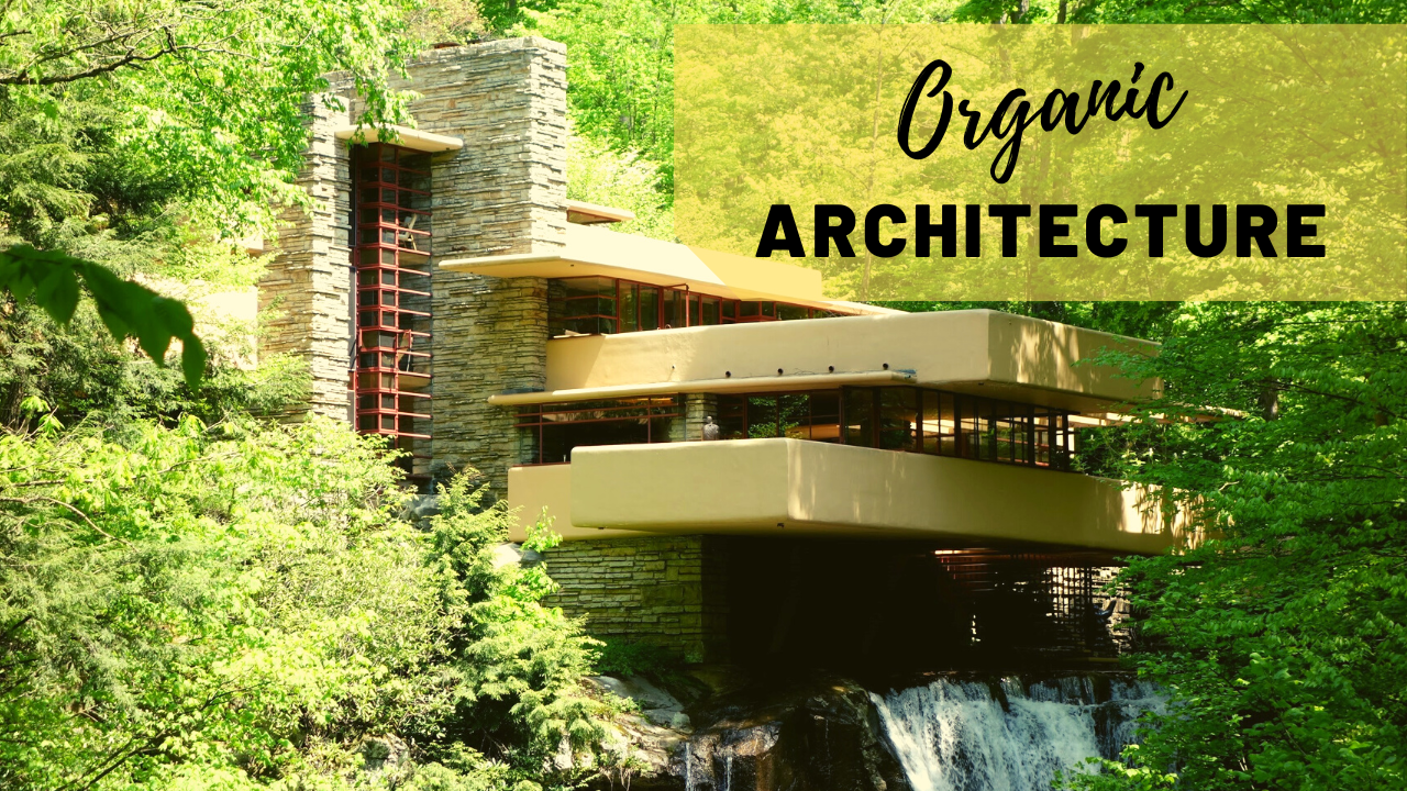 Falling Water, home designed by Frank Lloyd Wright, illustrating article about organic architecture