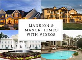 Four luxury houses illustrating article about videos for mansion and manor type homes