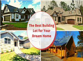Montage of 4 houses illustrating article on types of building lots to choose from