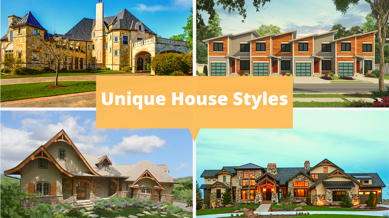 Four homes that illustrate article about unique house plans
