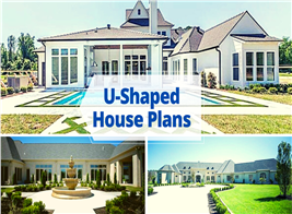 Three residential exteriors illustrating article about U-shaped house design