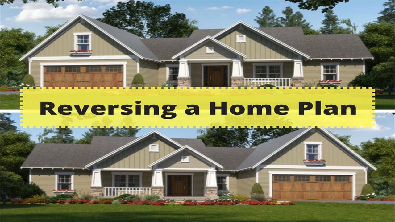 Montage of two home images illustrating an article on reversing house plans