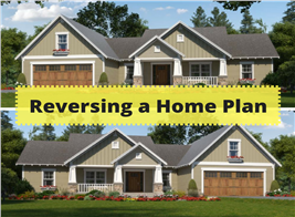 Montage of two home images illustrating an article on reversing house plans