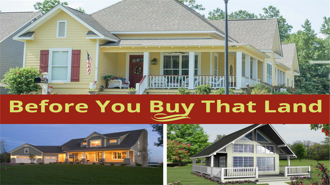3 homes illustrating article about buying land on which to build