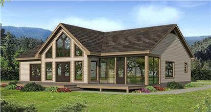 Fabulous vacation home plan features loads of windows for that great lake or mountain view.