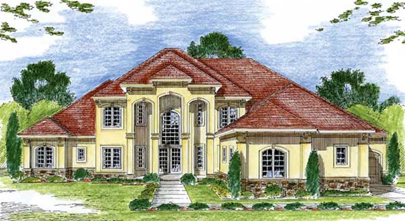 3-Bedroom, 3992 Sq Ft Mediterranean House Plan - 100-1005 - Front Exterior