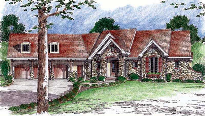2-Bedroom, 3887 Sq Ft Country House Plan - 100-1022 - Front Exterior