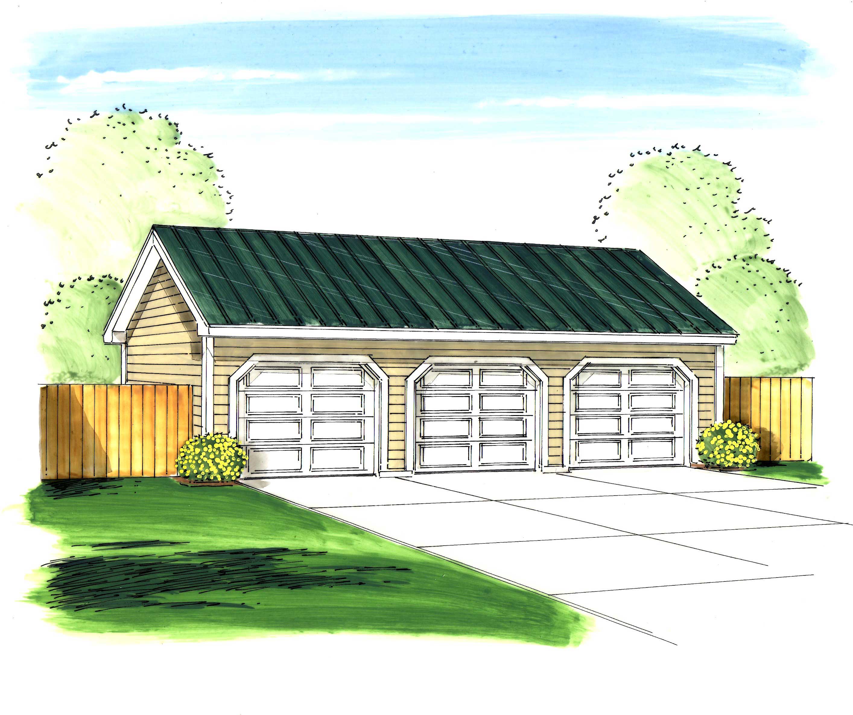 0-Bedroom, 805 Sq Ft Garage Home Plan - 100-1033 - Main Exterior