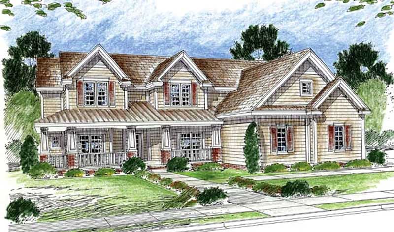 4-Bedroom, 3427 Sq Ft Country House Plan - 100-1041 - Front Exterior