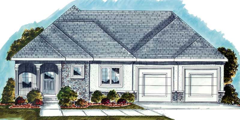 2-Bedroom, 1438 Sq Ft Mediterranean Home Plan - 100-1046 - Main Exterior