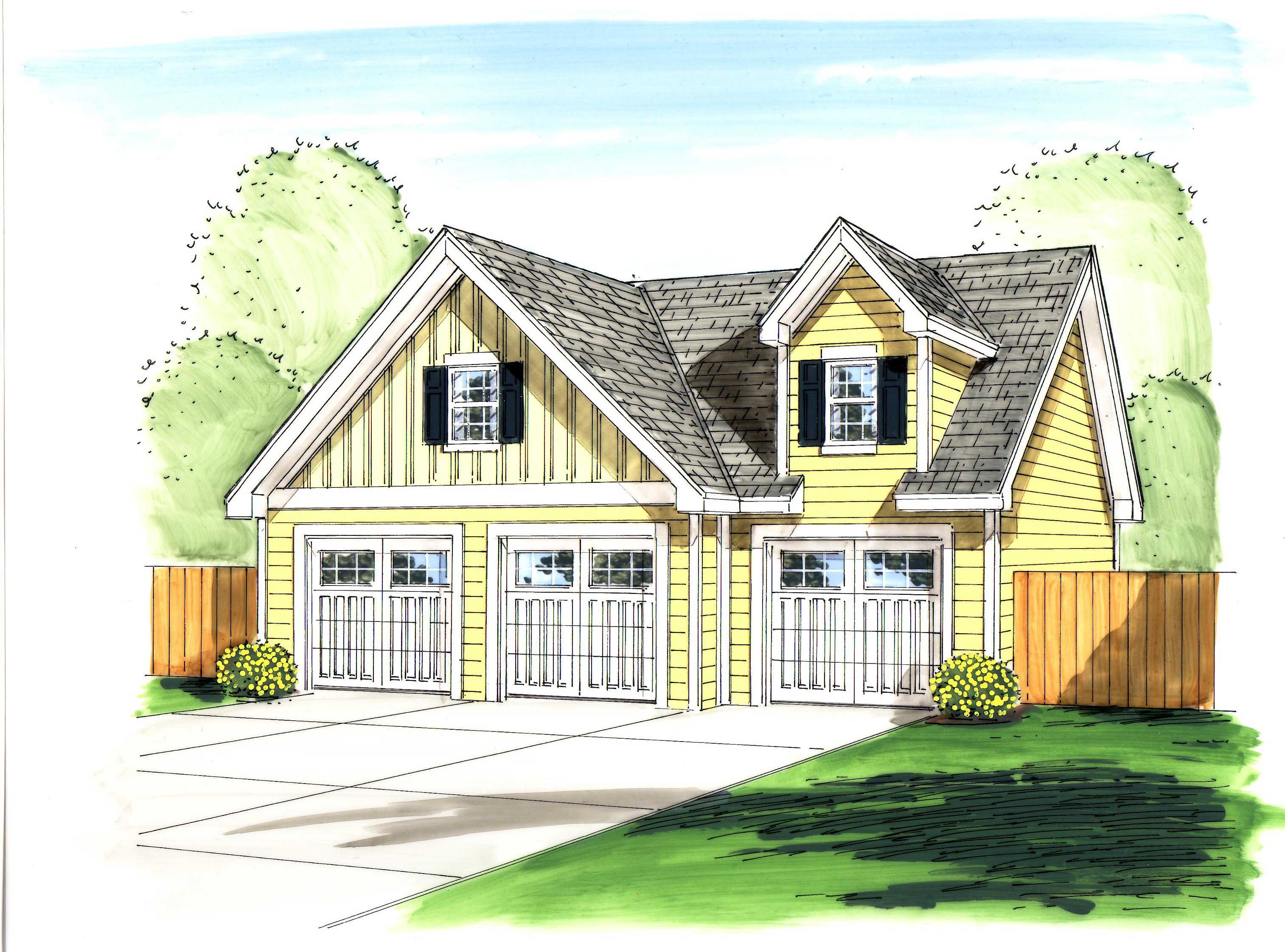 0-Bedroom, 1000 Sq Ft Garage House Plan - 100-1059 - Front Exterior