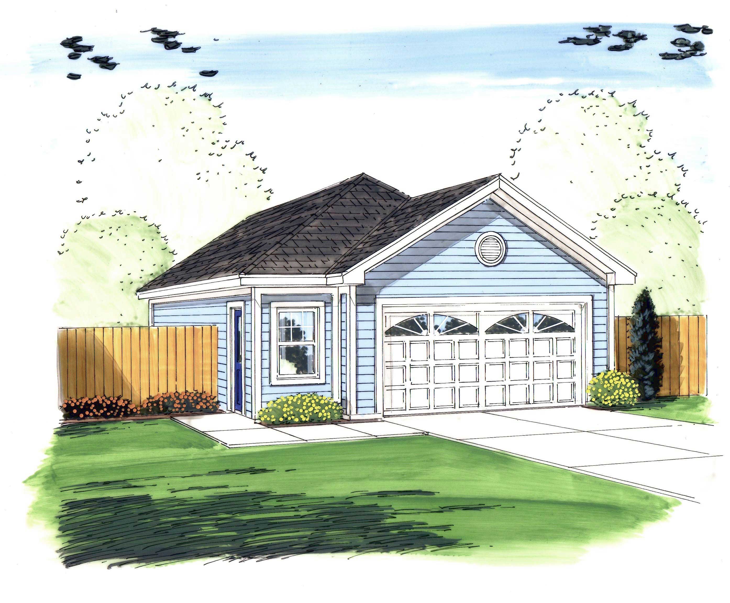 0-Bedroom, 1015 Sq Ft Garage Home Plan - 100-1079 - Main Exterior