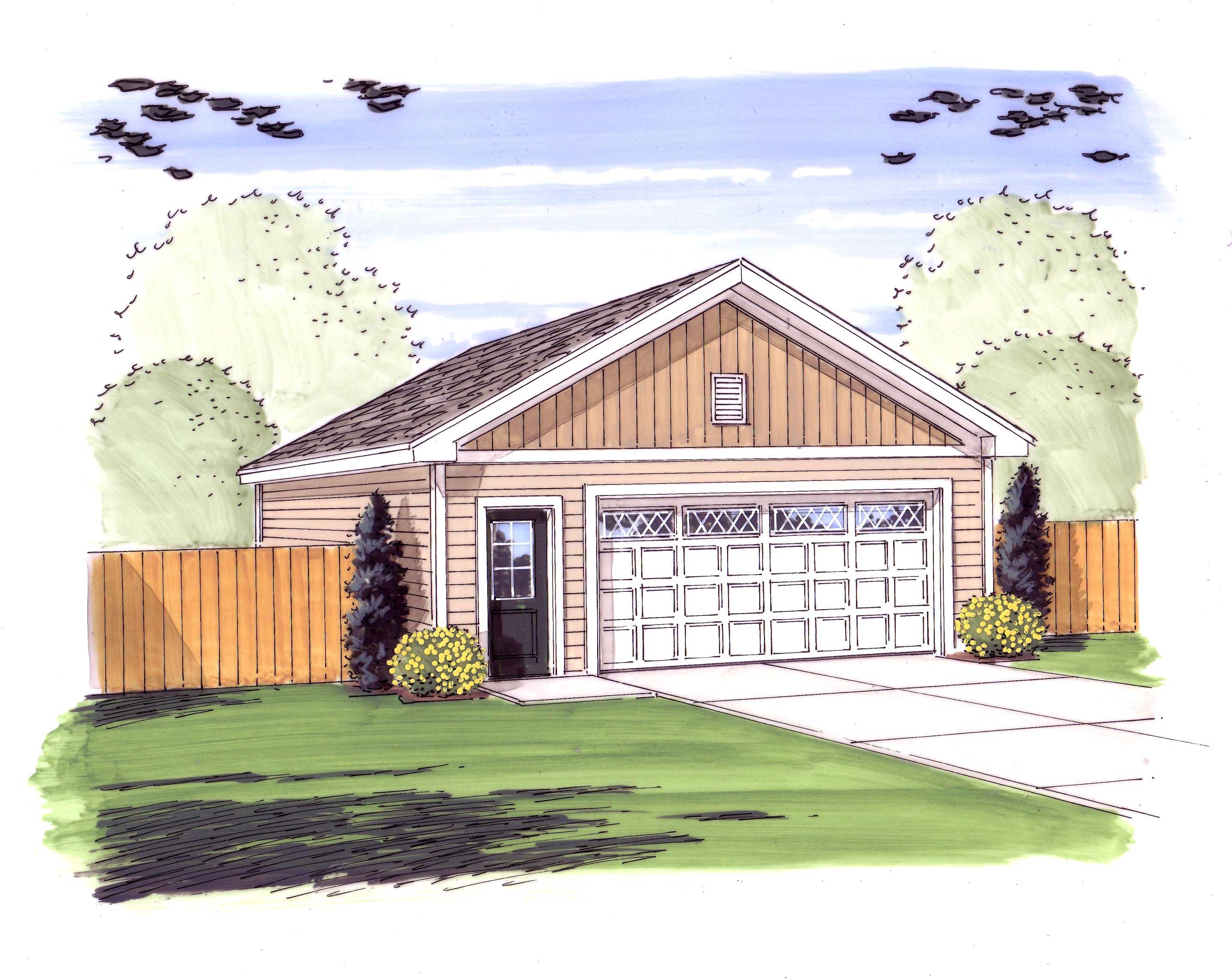 1000 Sq Ft Garage Home Plan - 100-1081 - Main Exterior