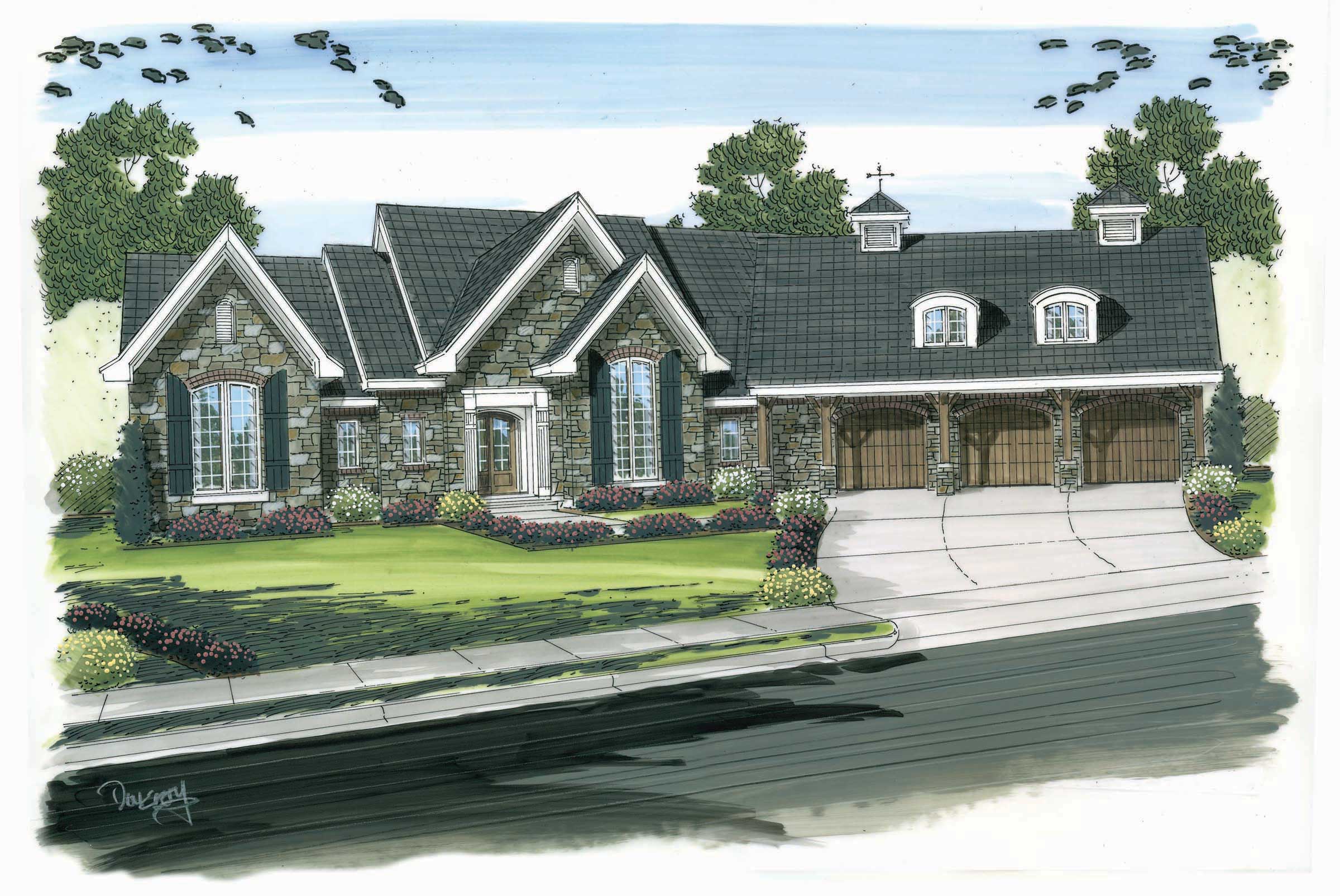 1-Bedroom, 3785 Sq Ft European Home Plan - 100-1089 - Main Exterior